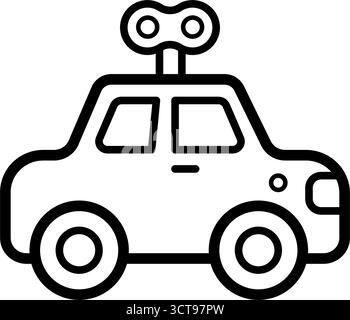 wind up toy car outline vector icon Stock Vector