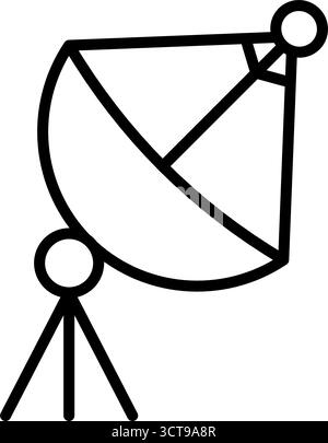 Satellite dish antenna line vector icon Stock Vector