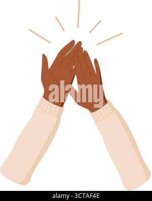Flat Hands Gesture In Unity Stock Vector