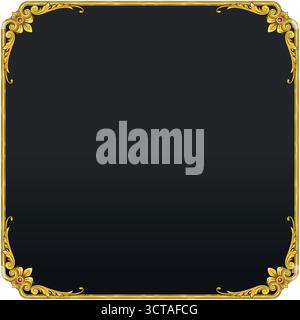 Victorian Decorated Picture Frame, Frame with Floral, Plant, and Diamond Decor Stock Vector