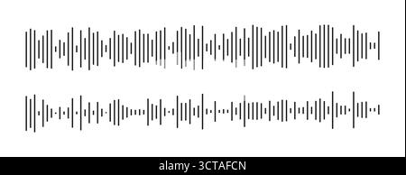 Equalizer symbols set. Waveform patterns. Audio chat speech sound wave icons collection. Elements for mobile messenger, podcast online radio, music Stock Vector