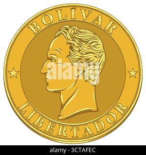 Venezuelan currency with a bust of Simón Bolívar, Venezuelan currency with a bust of the liberator Stock Vector