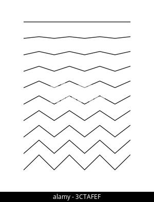 Set of wavy lines. Wavy and zigzag vector horizontal underline. Waves line set. Wave ornament patterns. Thin wave line background. Stock Vector