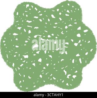 Groovy Green Scallop Crayon Hatched Shape Stock Vector