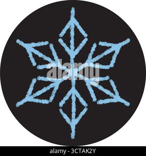 Round Crayon Snowflake Sticker Label Stock Vector