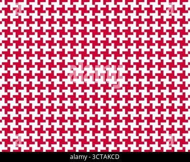 Pepitas or shemagh pattern. Red and white checkered background. Oriental textile motif. Plaid, scarf or cloth fabric print. Tweed textile design. Classic duotone ornament. Vector graphic illustration. Stock Vector