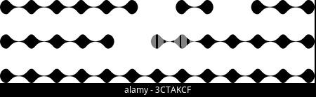 Dividers with connected amorphous shapes, metaballs or organic blobs. Design elements with wiggly borders isolated on white background. Vector graphic illustration. Stock Vector