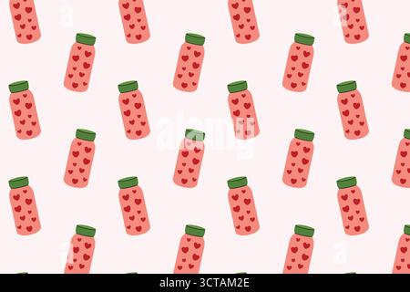 Pattern made of thermoses. Isolated white background. Flat-style vector illustration. Stock Vector