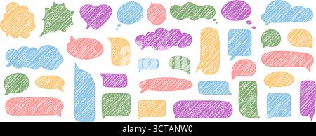 Organic Chalk Bubble Set With Scribble Stock Vector