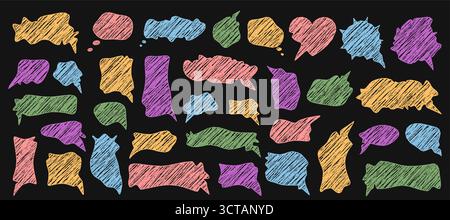 Chalk Squiggle Speech Bubble Set Banner Stock Vector
