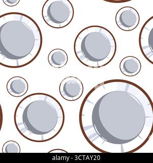 Coconut slices seamless tropical pattern vector illustration Stock Vector