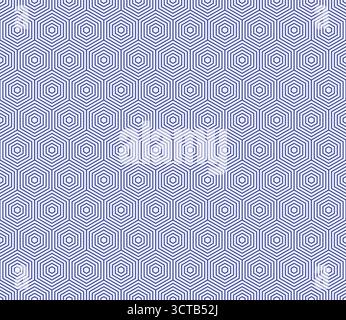 Pattern of hexagon shapes. Dark Blue color on matching background. Simple stacked hexagons. Hexagonal shapes. Seamless pattern. Stock Vector