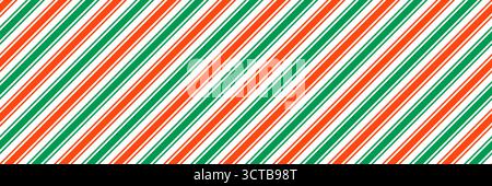 Striped Christmas seamless pattern. Red and green diagonal lines wallpaper. Xmas candy cane peppermint repeating background. Winter holiday present wrapping paper design. Vector decoration backdrop Stock Vector