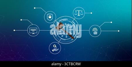AI ethics infographic principles ethical frameworks in advanced technology futuristic digital network data protection justice autonomy explainability Stock Vector
