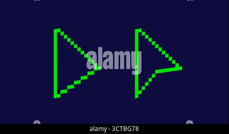 Two pixel art isometric green arrows. Stock Vector
