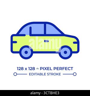 Car pixel perfect line color icon Stock Vector