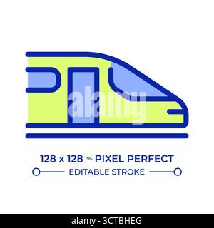 High speed rail pixel perfect line color icon Stock Vector