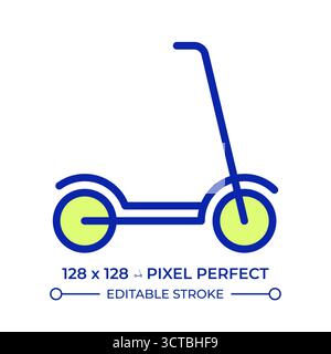 Kick scooter pixel perfect line color icon Stock Vector