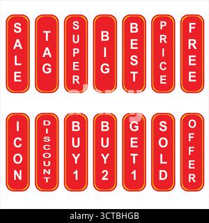 Colorful Tags and Labels Set for Social Media Marketing – Editable Vector Art on White Background. Perfect for social media promotion, advertising. Stock Vector