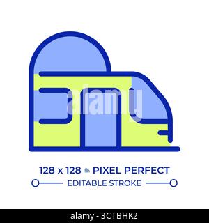 Subway train pixel perfect line color icon Stock Vector