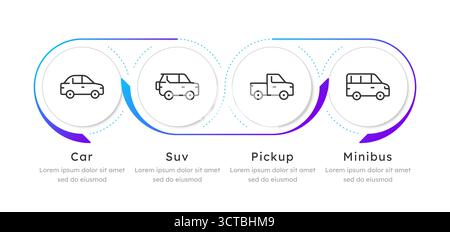 Automobiles blue gradient infographic template Stock Vector