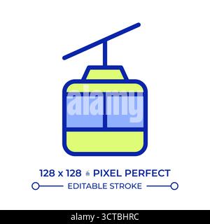 Cable car pixel perfect line color icon Stock Vector