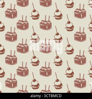 Seamless pattern with cakes and desserts Stock Vector