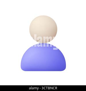 User profile icon with beige head and purple body, avatar symbol. User interface, account, profile, person and identity concept. 3d vector icon. Carto Stock Vector