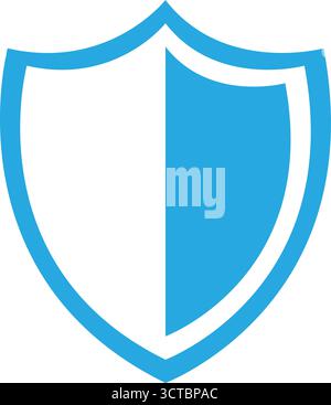 Isolated vector shield icon in blue hues on black. Stock Vector