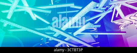 Lighting fixtures in neon light Stock Photo