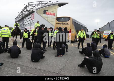 Rangers fans with Police following the William Hill Premiership match ...