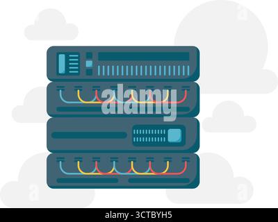 cloud computing, data center, central server Stock Vector