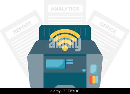 printer device with wifi technology Stock Vector