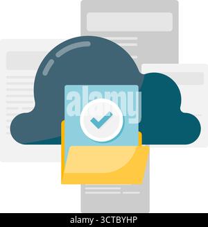 cloud computing concept, cloud storage, data backup, data upload in cloud storage successfully Stock Vector