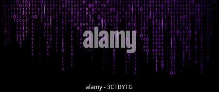 Matrix binary code rain background with glowing numbers. Futuristic cyber effect Stock Vector