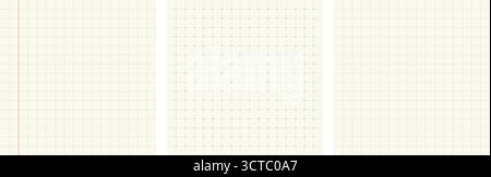 Set of squared and dotted grid patterns for bullet journal. Notebook templates. Simple square graph bg Stock Vector