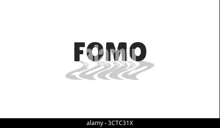 FOMO acronym modern digital slang with wavy gray shadow Stock Vector
