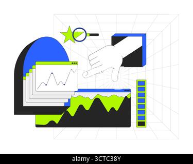Data analytics 2D onboarding ui illustration Stock Vector