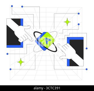 Digital library access 2D onboarding ui illustration Stock Vector