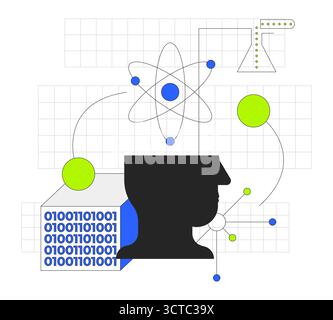 Data science 2D onboarding ui illustration Stock Vector