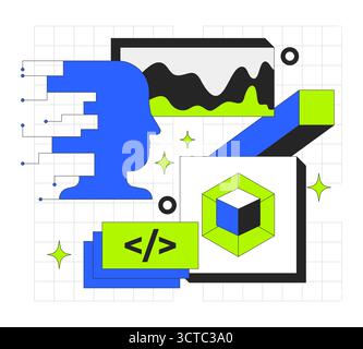 Web development 2D onboarding ui illustration Stock Vector