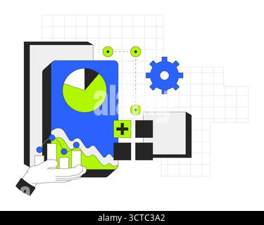 Data visualization 2D onboarding ui illustration Stock Vector