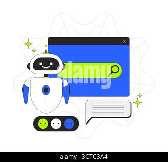 AI powered search bar 2D onboarding ui illustration Stock Vector