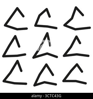 Triangle arrow icons. Directional sign Vector. Geometric navigation symbol. Modern graphic element. EPS 10. Stock Vector