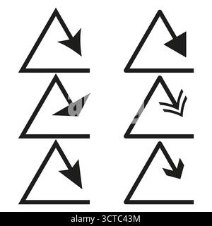 Triangle arrow set. Geometric pointer symbol. Directional motion Vector. Navigation icon collection. EPS 10. Stock Vector