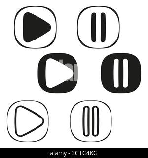 Media player buttons. Play pause symbols. Control Vector icons. Audio video interface. EPS 10. Stock Vector