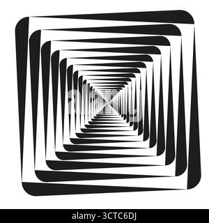 Abstract spiral square. Hypnotic tunnel pattern. Vortex optical illusion. Vector motion illustration. EPS 10. Stock Vector