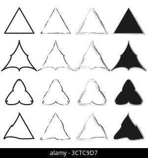 Triangle shapes varied. Geometric border designs. Solid fill outline. Vector simple icons. EPS 10. Stock Vector