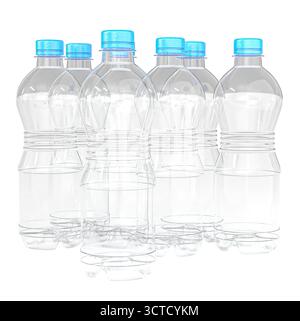 3d plastic water bottles transparent background Stock Photo