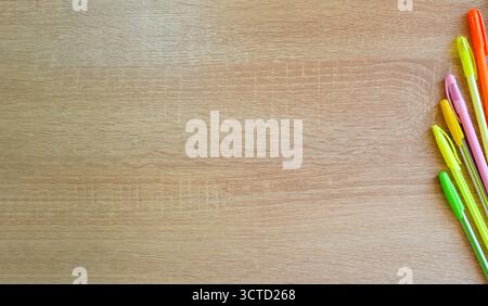 Colored pens lying on the table. High quality photo Stock Photo